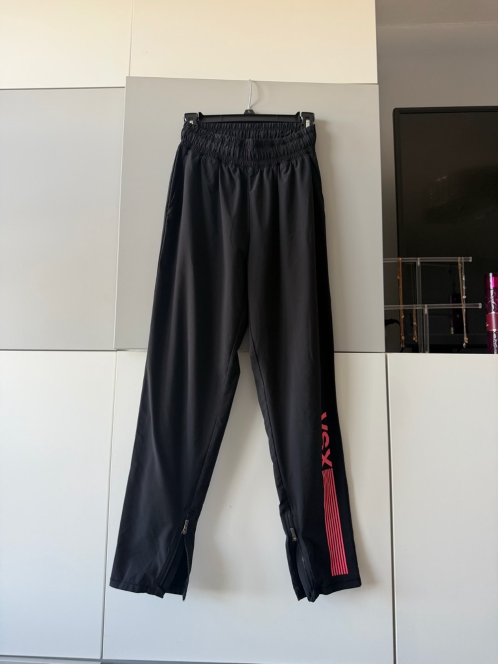 Victoria's Secret Black Track Pants with Pink Side Stripe